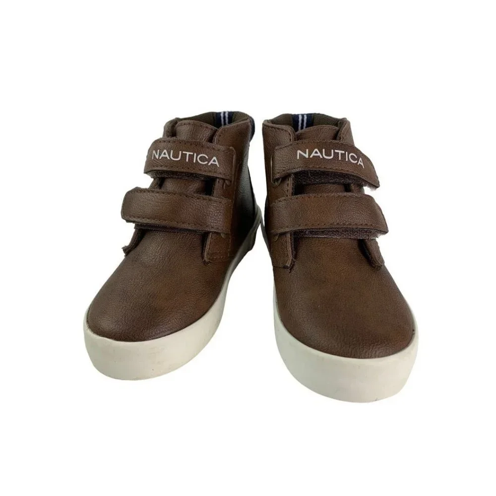 Size 9 Little Kids Nautica Brown Chukka Boots‎ Hook and Loop Closure